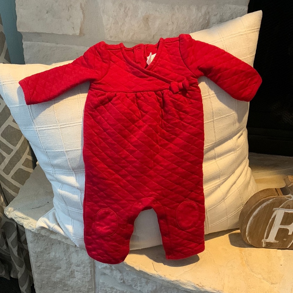 Red baby girl quilted jumper